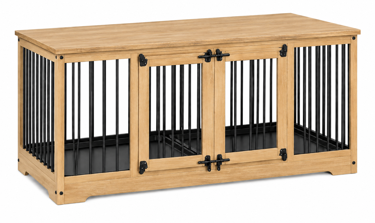 Happy Paw Wooden™ Double Dog Crate
