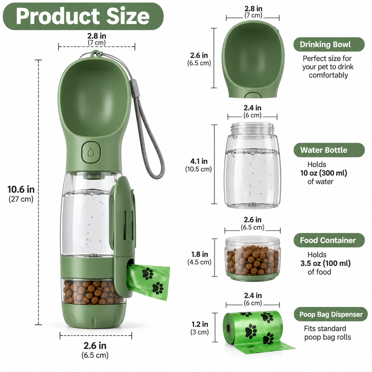 The Happy Paw™ 3-in-1 Travel Bottle